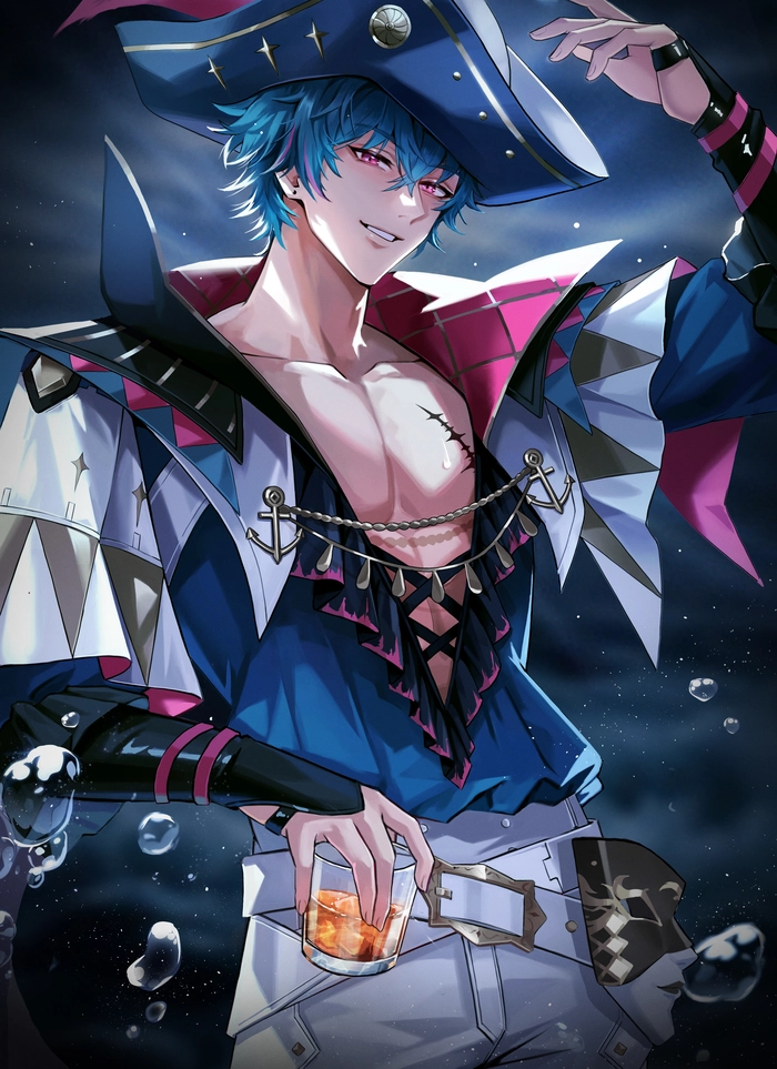 Hình anime nam tóc xanh dương cực ngầu