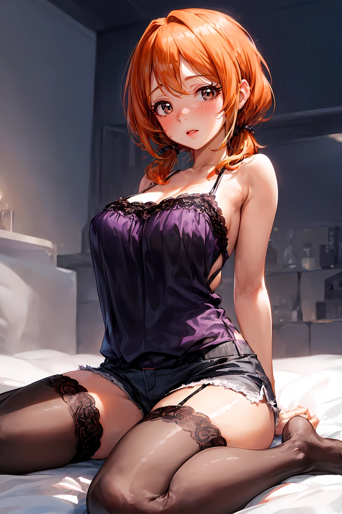 Hình anime nữ tóc cam gợi cảm tự nhiên