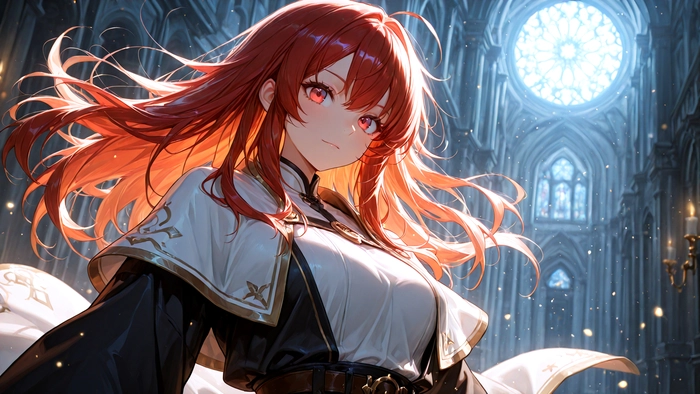 Hình anime nữ tóc đỏ cute dễ thương