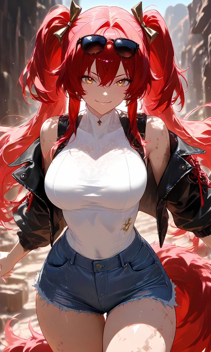 Hình anime nữ tóc đỏ mang vẻ đẹp kiêu kỳ