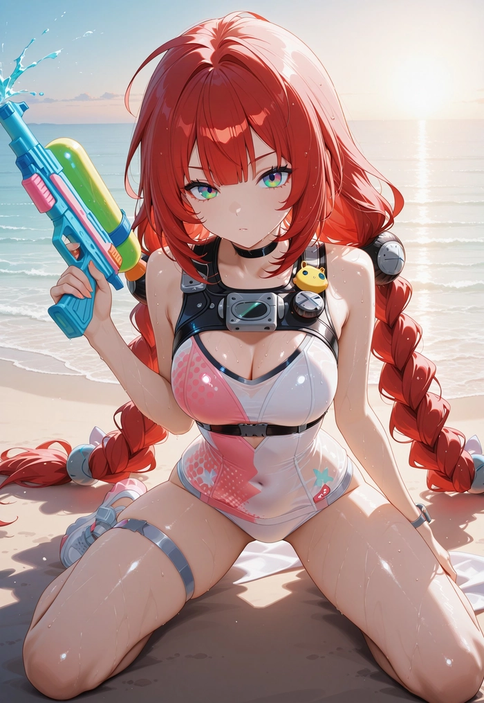 Hình anime nữ tóc đỏ quyến rũ tinh khôi