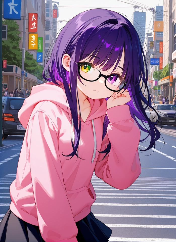 Hình anime nữ tóc tím dễ thương