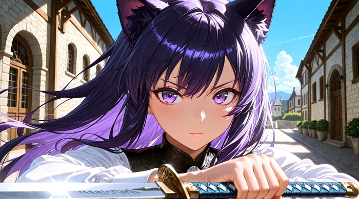 Hình anime nữ tóc tím đẹp nhẹ nhàng
