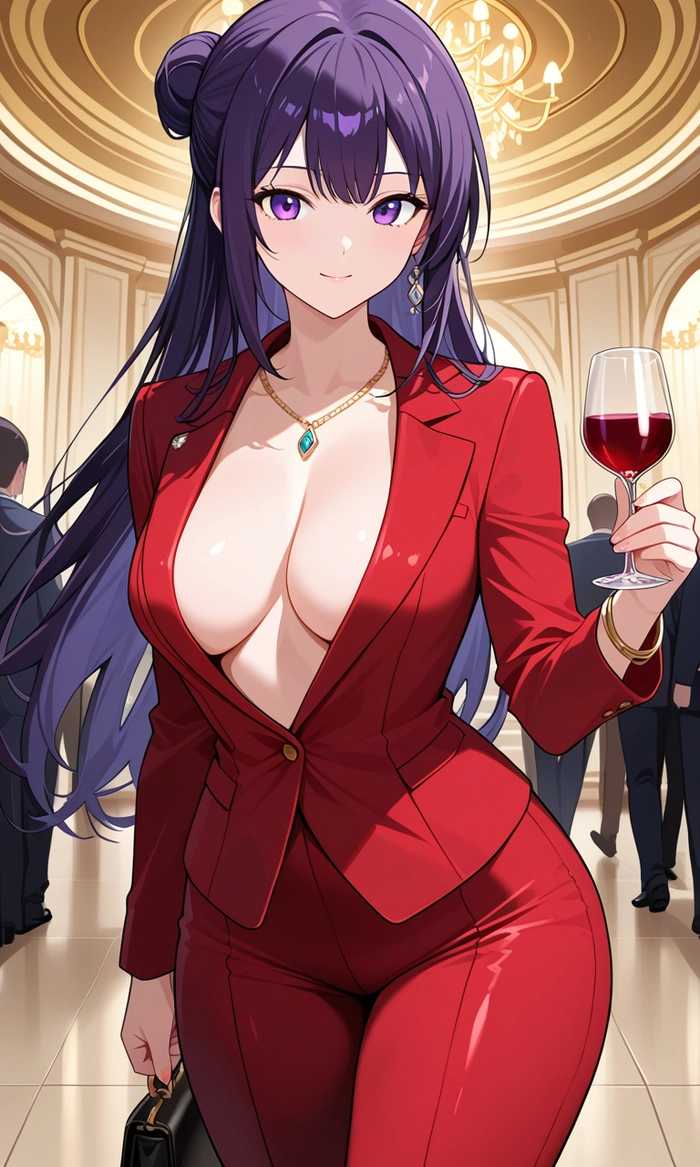 Hình anime nữ tóc tím quyến rũ