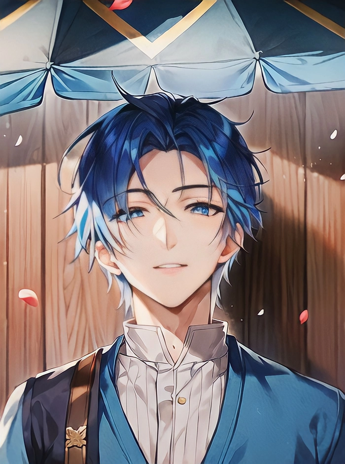 Hình anime tóc xanh dương nam đẹp