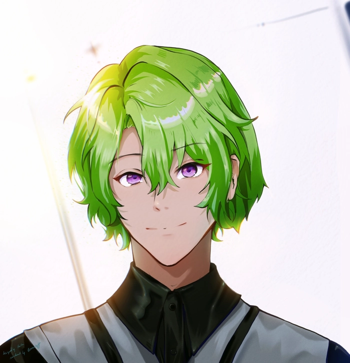 Hình anime tóc xanh lá dễ thương