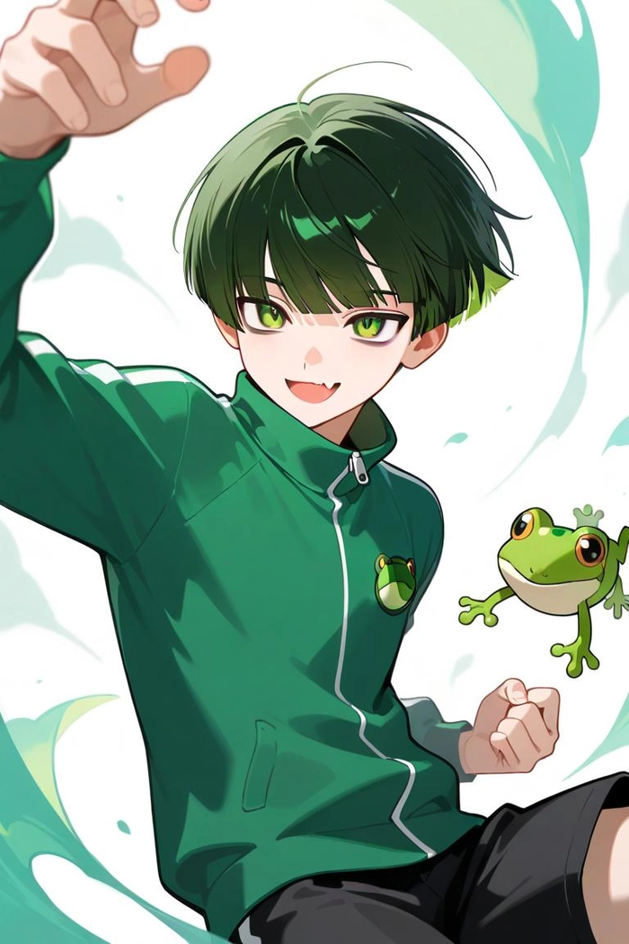 Hình anime tóc xanh lá tươi sáng