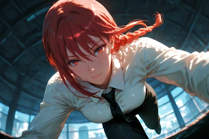 Hình gái anime tóc đỏ cá tính mạnh mẽ