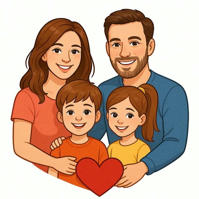 Hình nền gia đình cute 4 người dễ thương