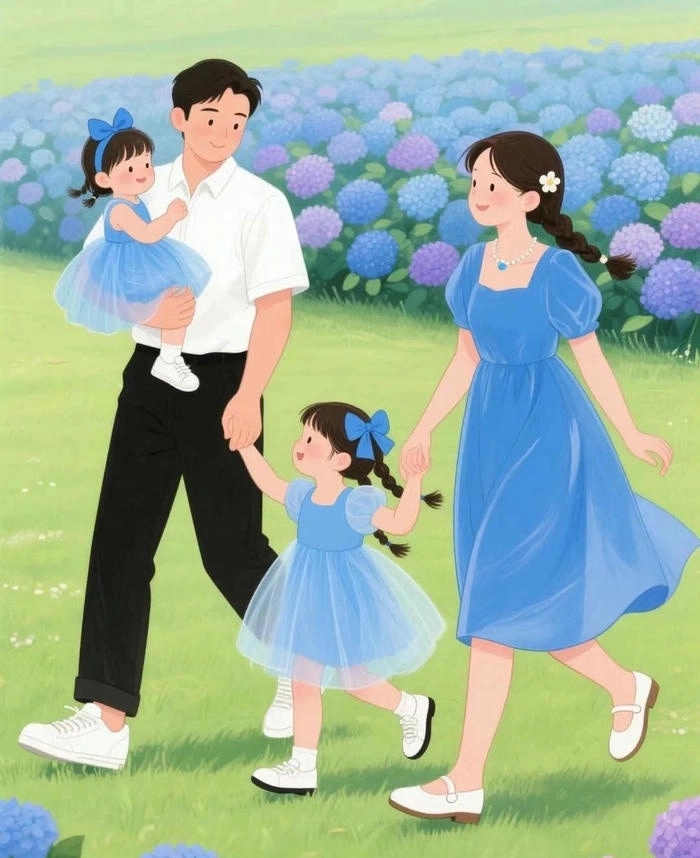 Hình nền gia đình cute 4 người đẹp