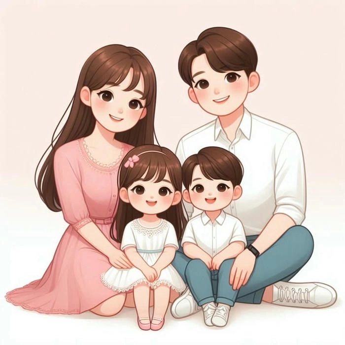 Hình nền gia đình cute 4 người