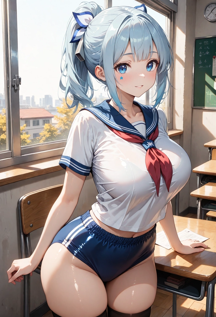 Hình nhân vật anime nữ tóc xanh dương đẹp mê hồn