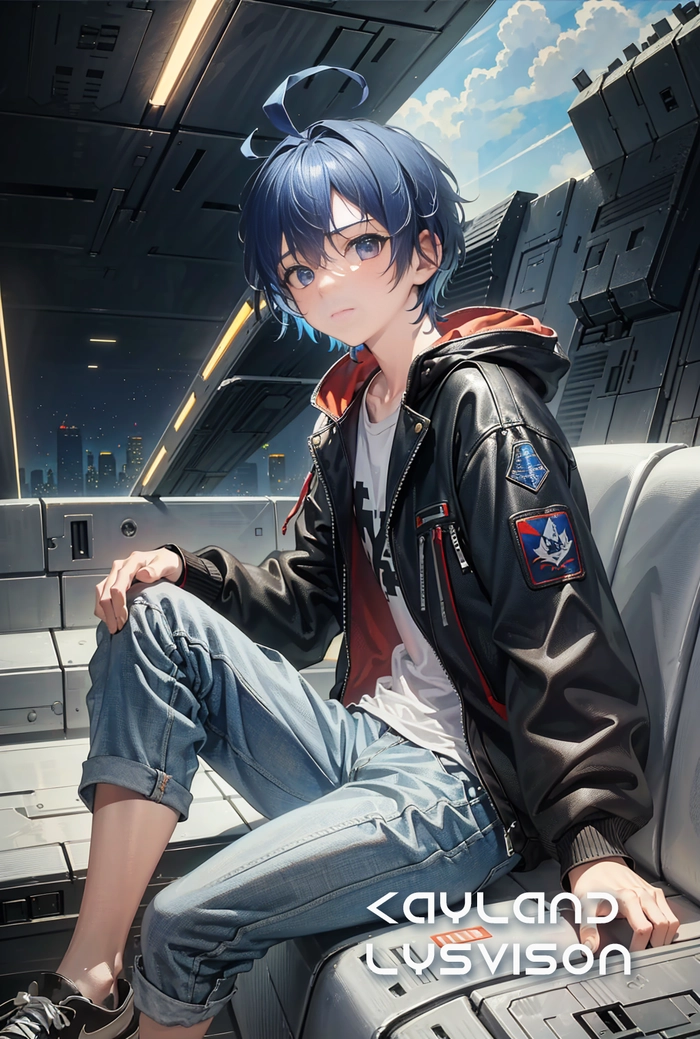 Hình nhân vật anime tóc xanh dương