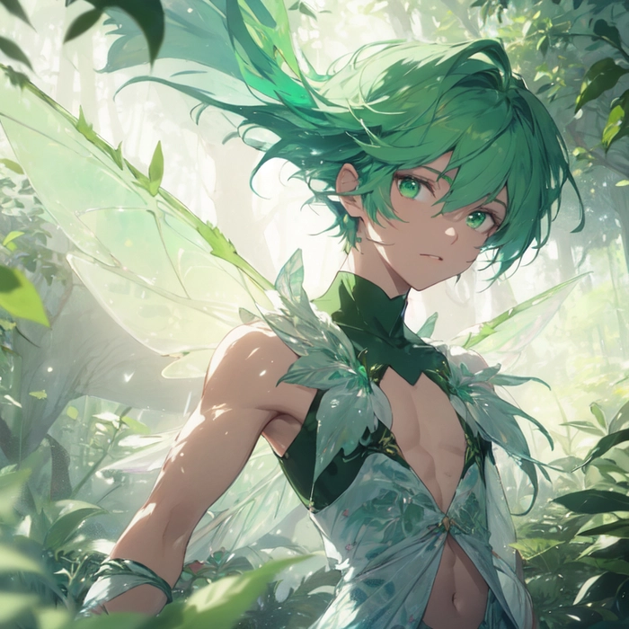 Hình nhân vật tóc xanh lá