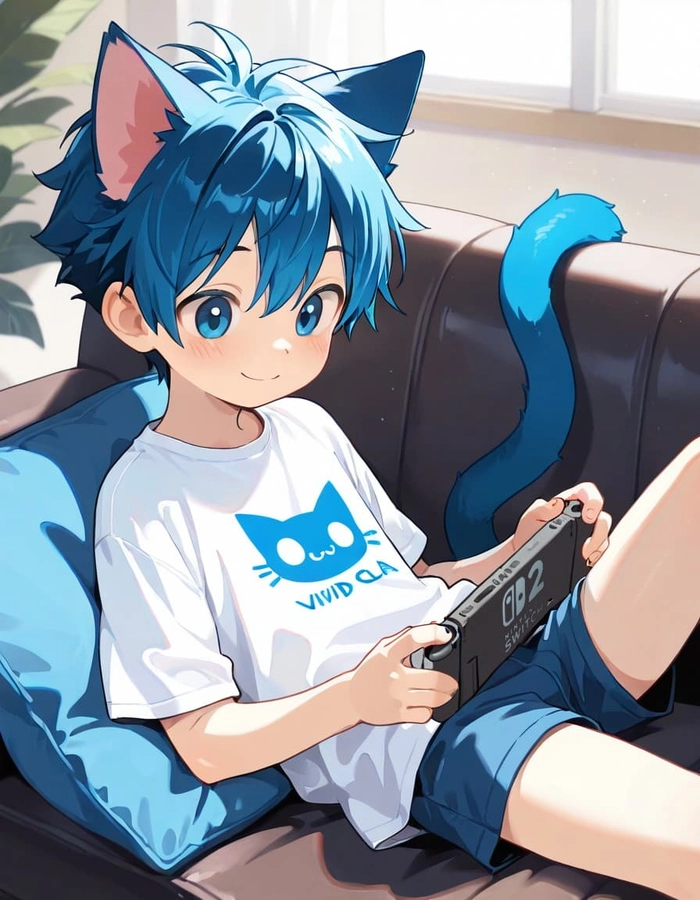 Hình trai anime tóc xanh dương chất