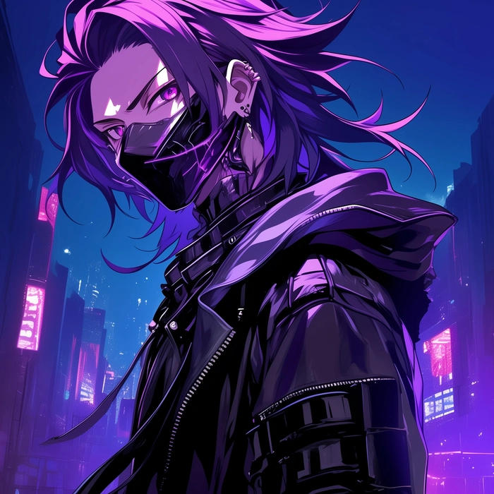 Nhân vật anime nam tóc tím cuốn hút