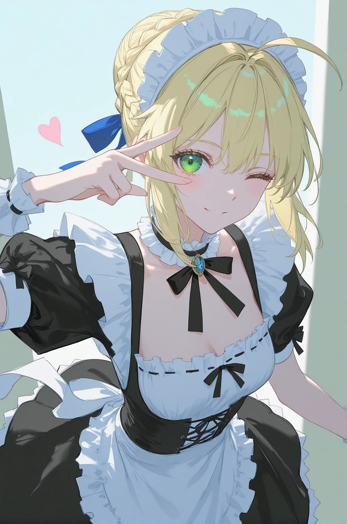 Nhân vật anime nữ hầu gái tóc vàng