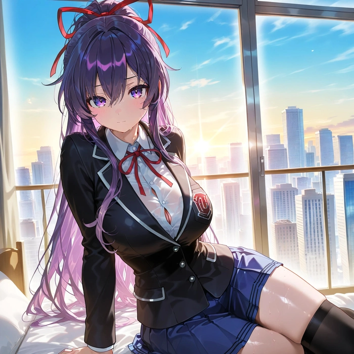 Nhân vật anime nữ tóc tím bí ẩn