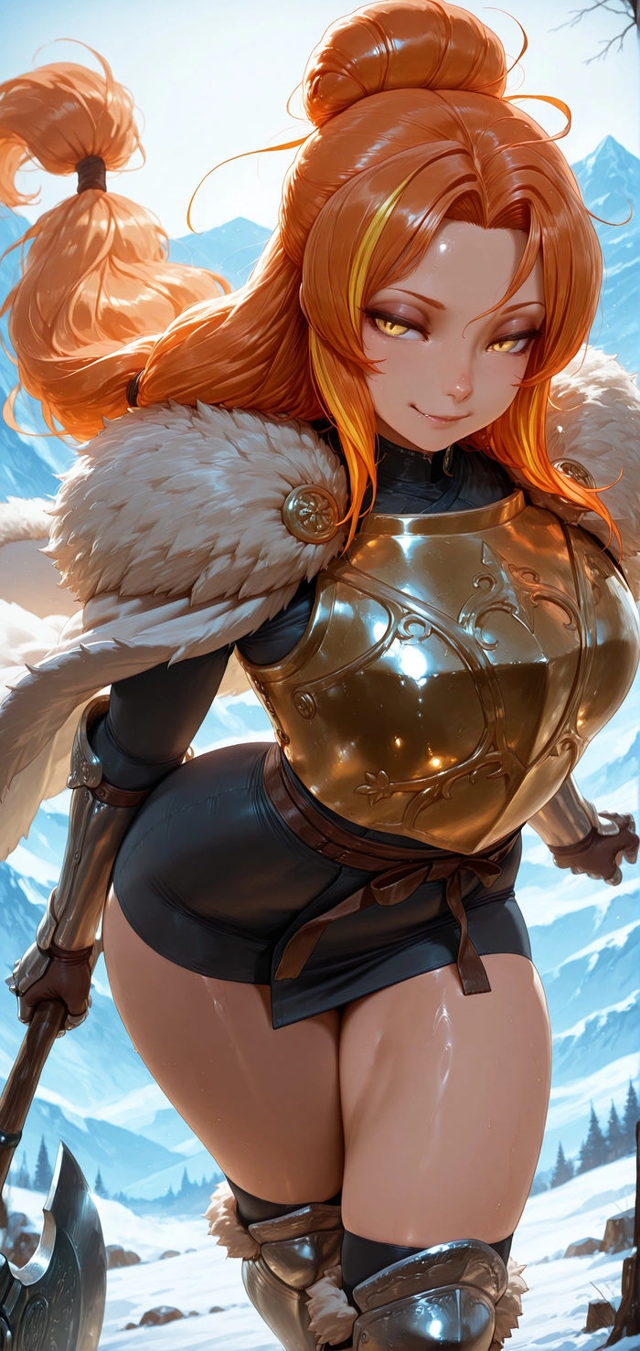 Nhân vật nữ anime tóc cam gợi cảm