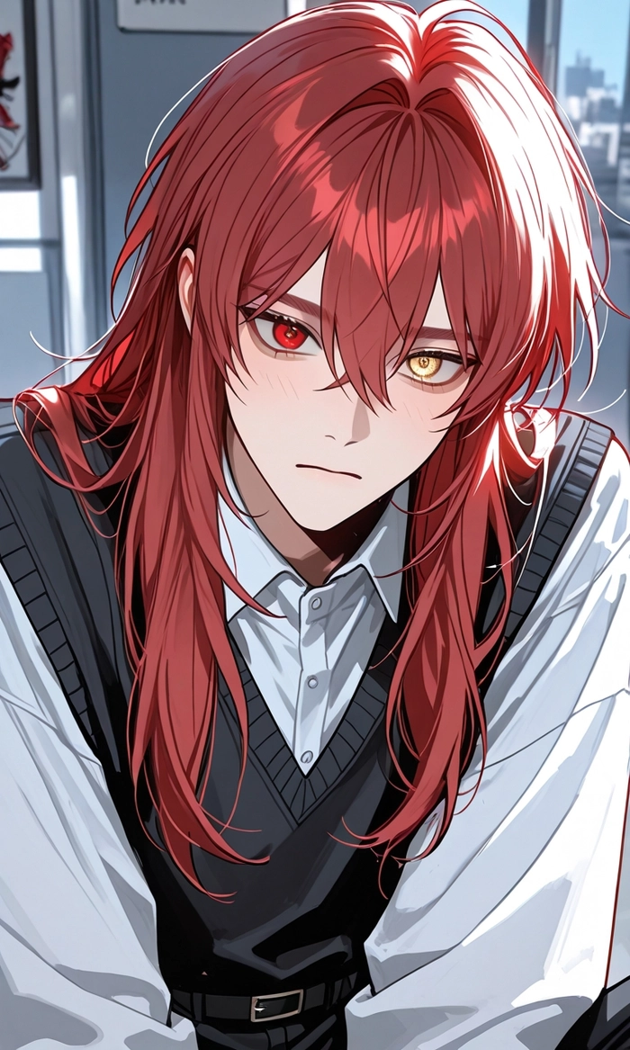 Tranh anime boy tóc đỏ