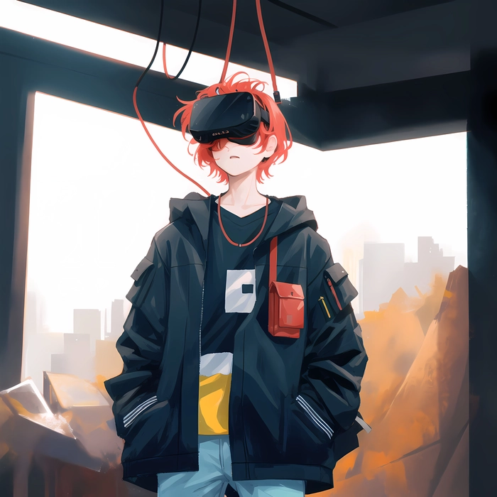 Tranh anime tóc đỏ nam