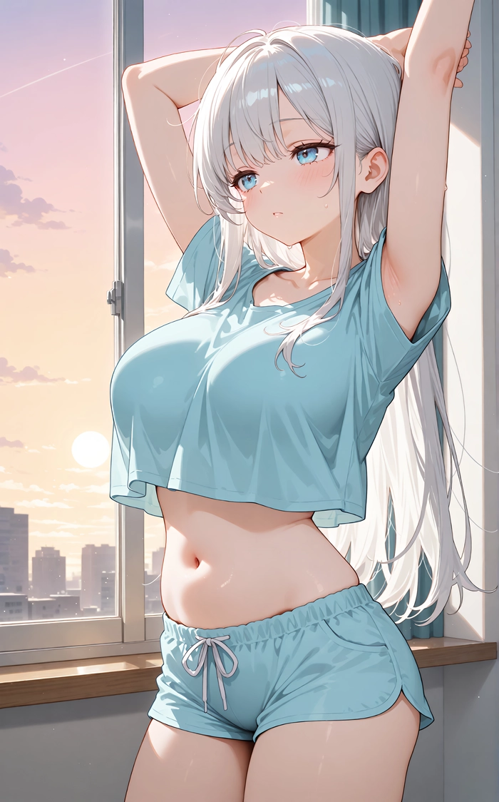 Ảnh Anime girl tóc xám đẹp