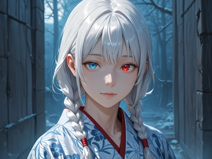 Ảnh Anime nữ tóc xám nhẹ nhàng