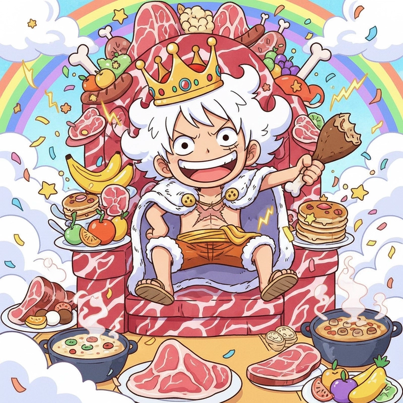 Ảnh chibi Luffy Gear 5 màu sắc