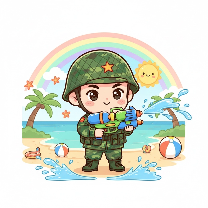 Ảnh chú bộ đội chibi đáng yêu nhẹ nhàng