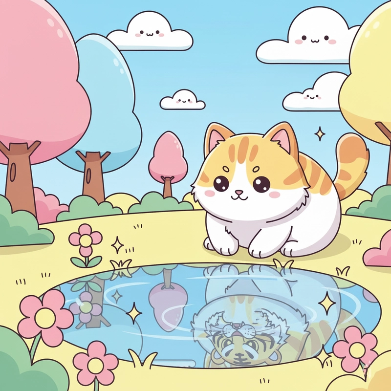 Ảnh con mèo chibi biểu cảm đáng yêu