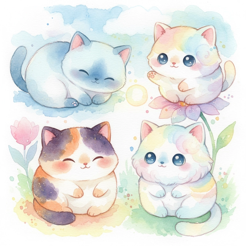 Ảnh con mèo chibi nhiều biểu cảm