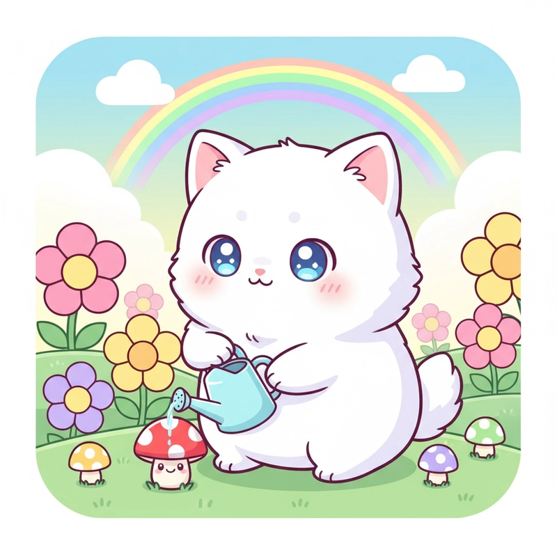 Ảnh mèo cute chibi đáng yêu nhẹ nhàng