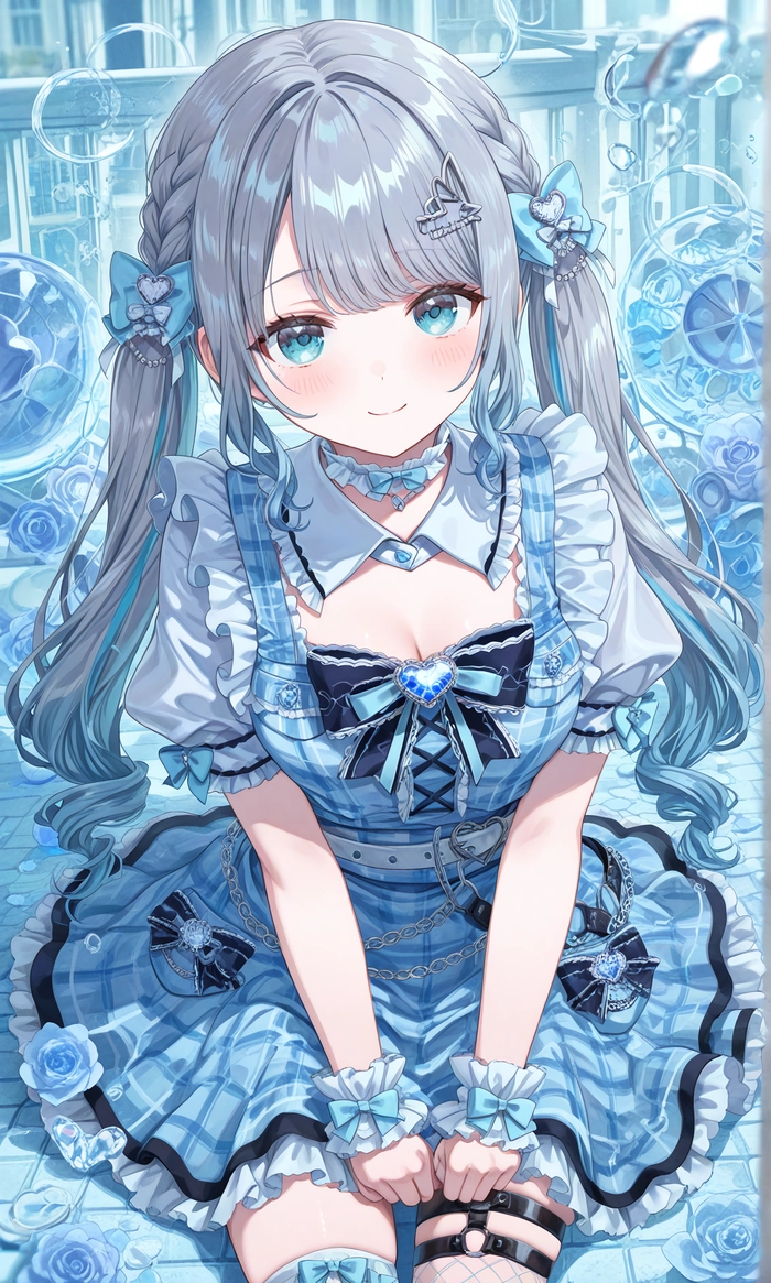 Anime girl tóc xám dễ thương