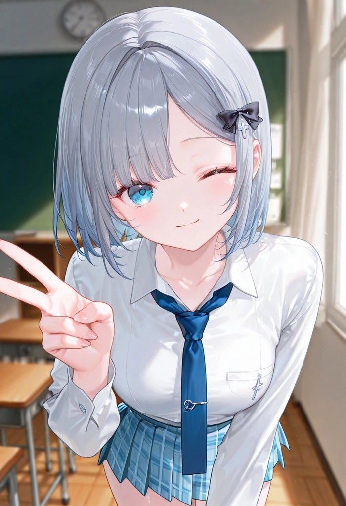 Anime girl tóc xám ngầu