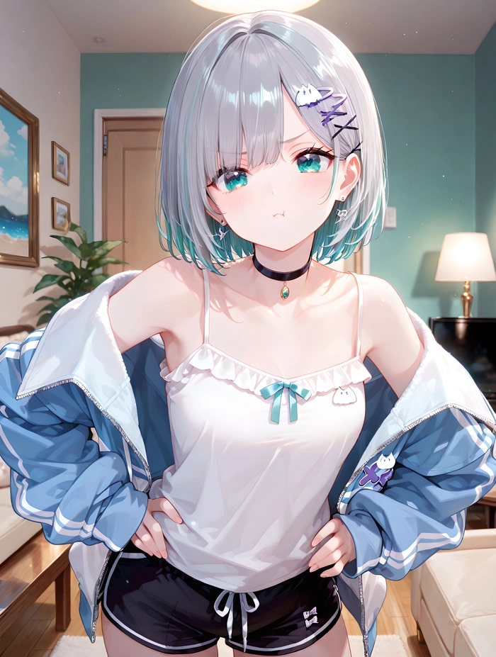 Anime nữ tóc xám dễ thương