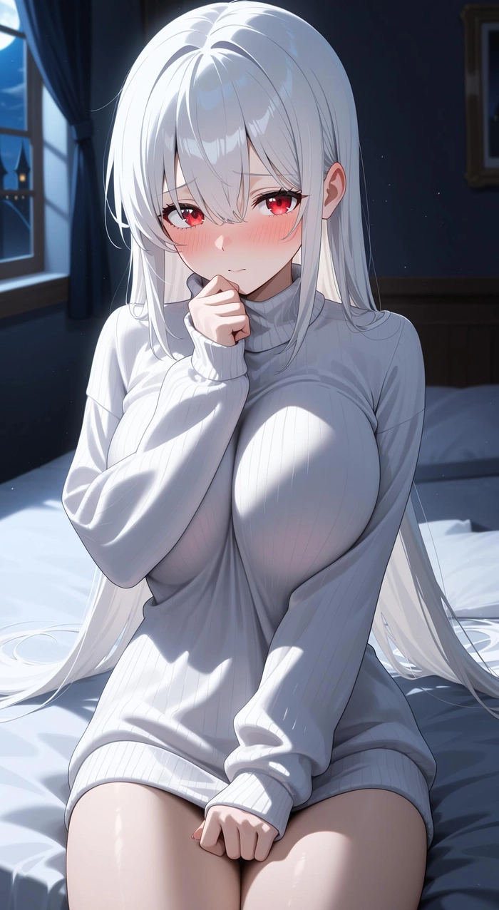 Anime nữ tóc xám xinh xắn