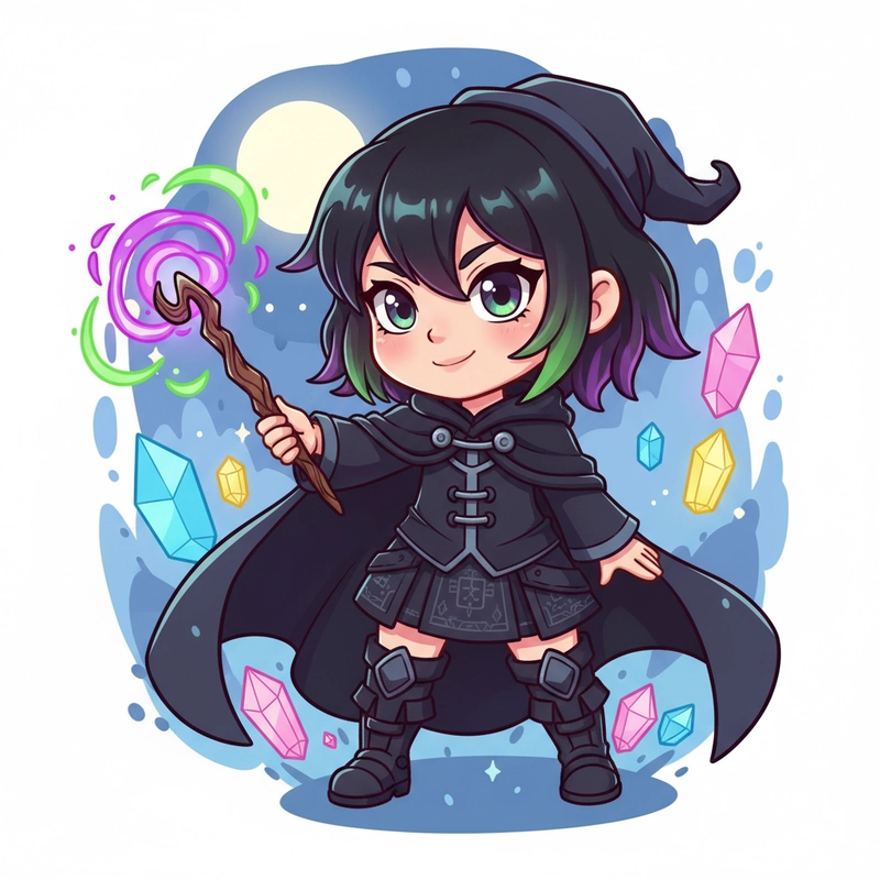 Chibi nữ ngầu áo đen sang trọng