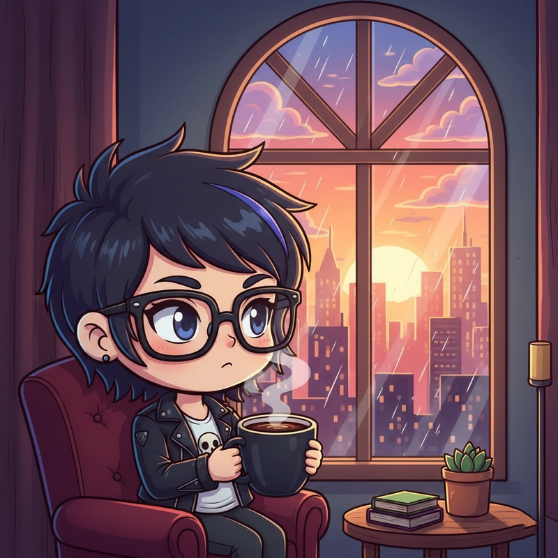 Chibi nữ ngầu đen tối giản