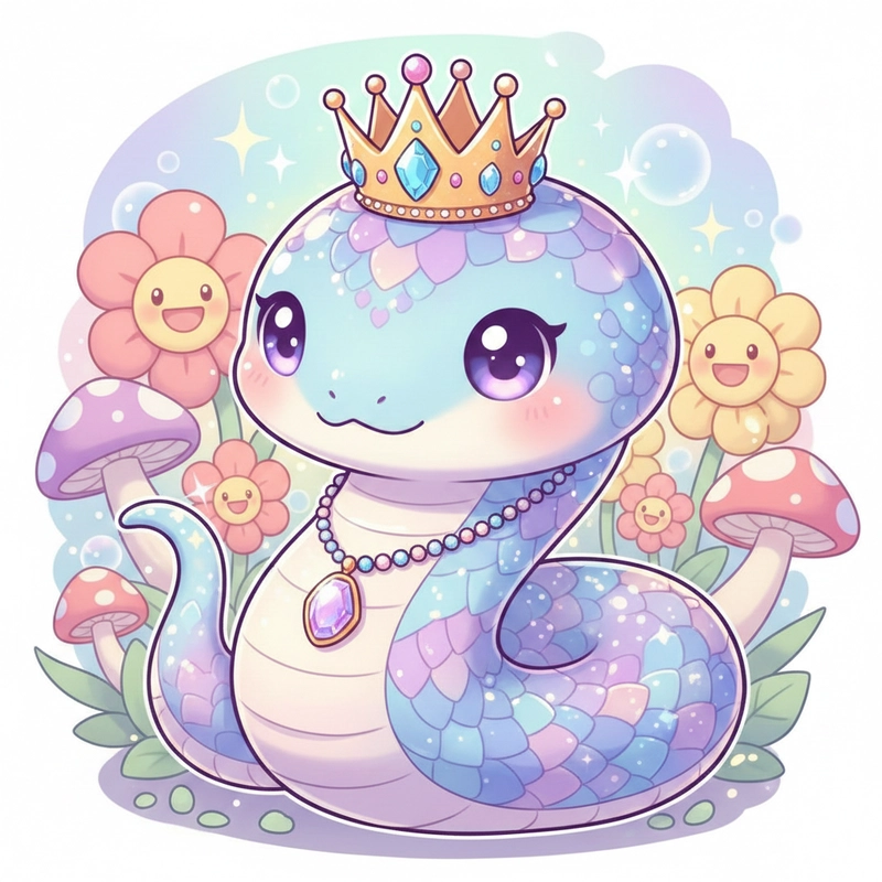 Con rắn chibi cute biểu cảm vui nhộn