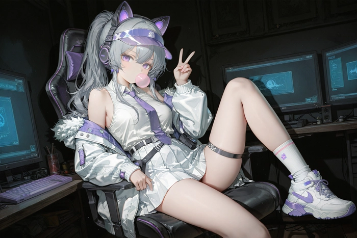 Hình Anime girl tóc xám đẹp cuốn hút