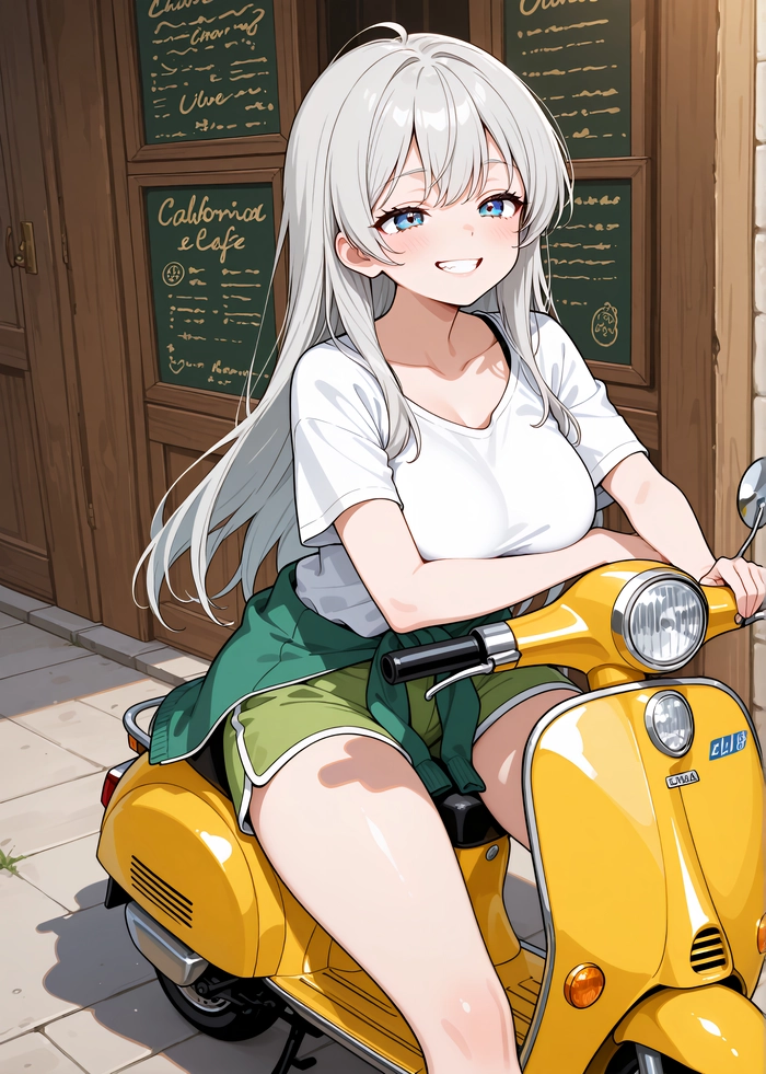 Hình Anime nữ tóc xám dịu dàng