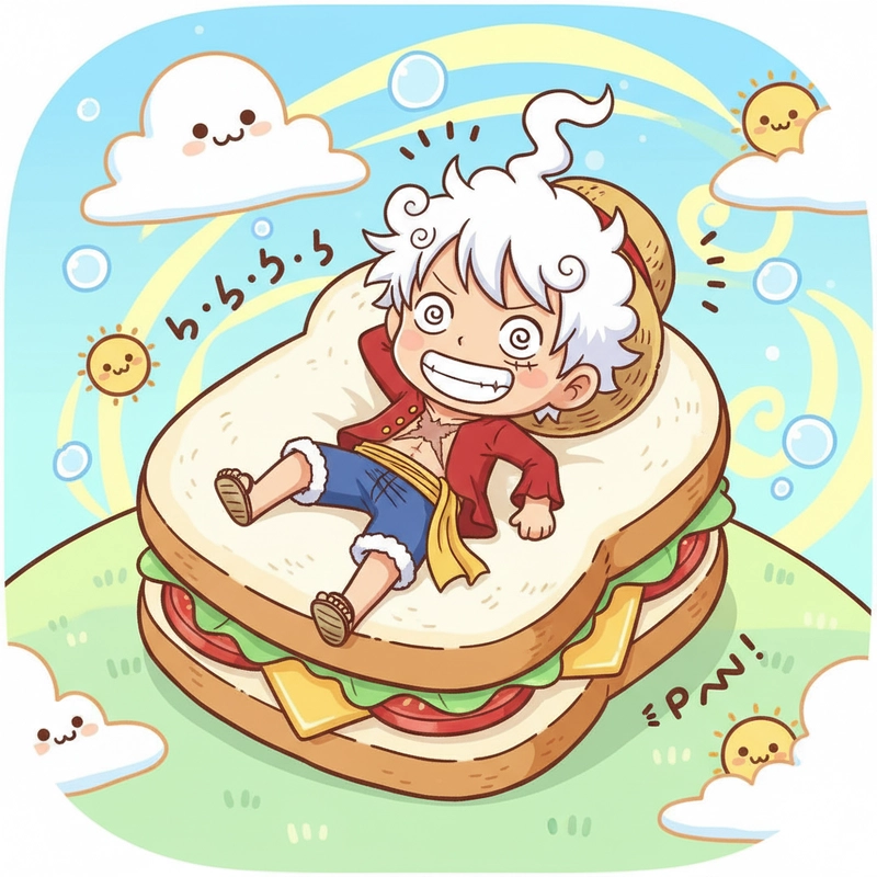 Hình Luffy Gear 5 chibi phong cách anime