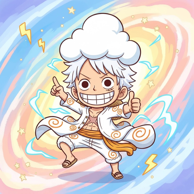 Hình Luffy chibi ngầu phong thái mạnh mẽ
