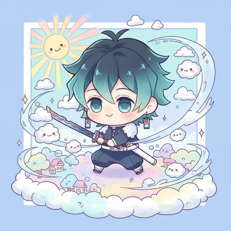 Hình Muichiro Tokito chibi cute xinh xắn