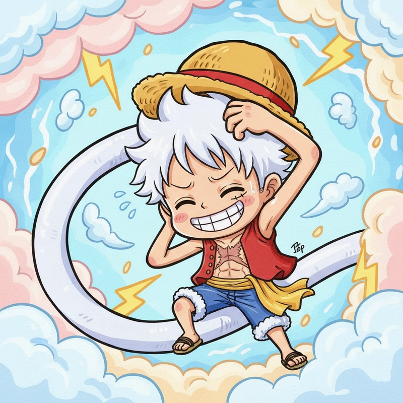 Hình ảnh Luffy Gear 5 chibi nổi bật