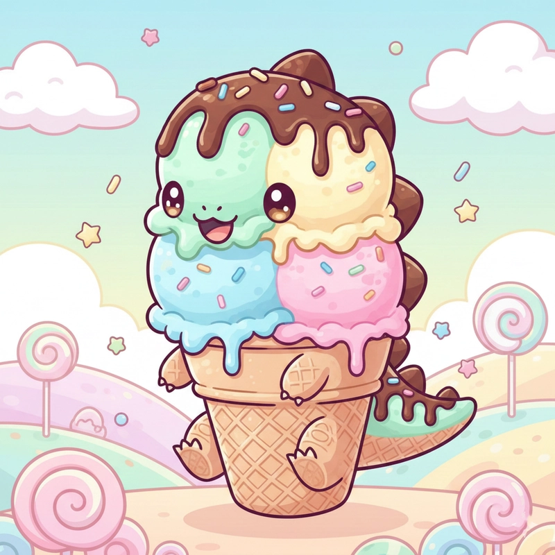 Hình khủng long cute chibi đáng yêu