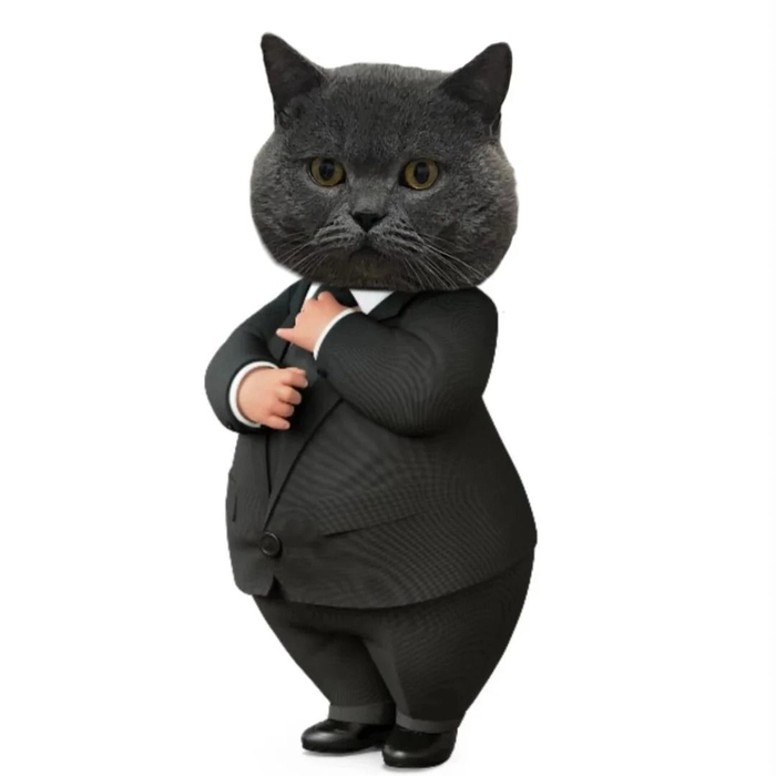 Hình meme mèo mặc vest dễ thương