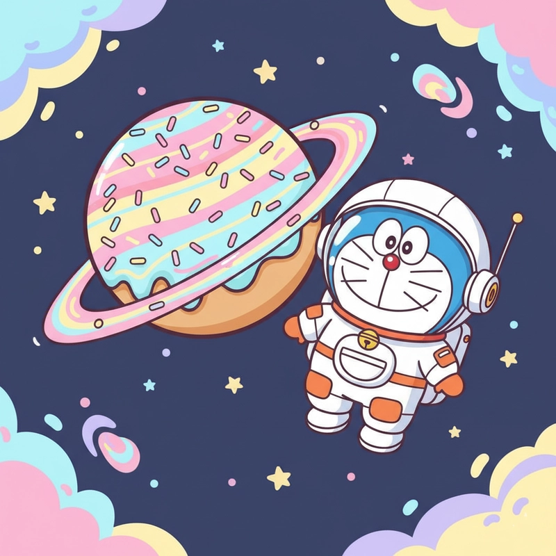 Hình nền Doraemon chibi màu sắc tươi sáng