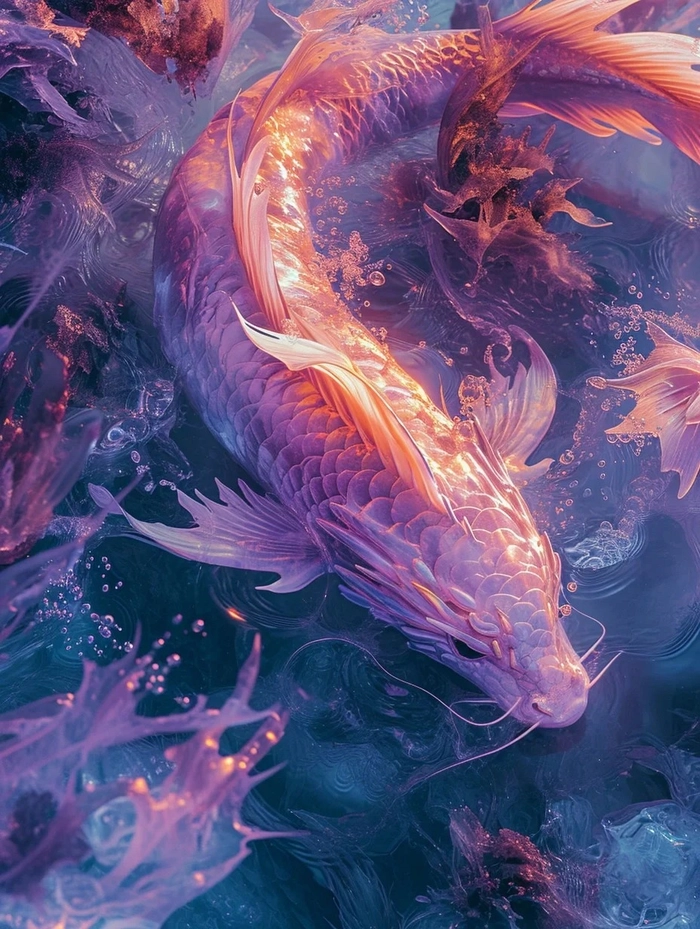 Hình nền cá chép âm dương huyền ảo