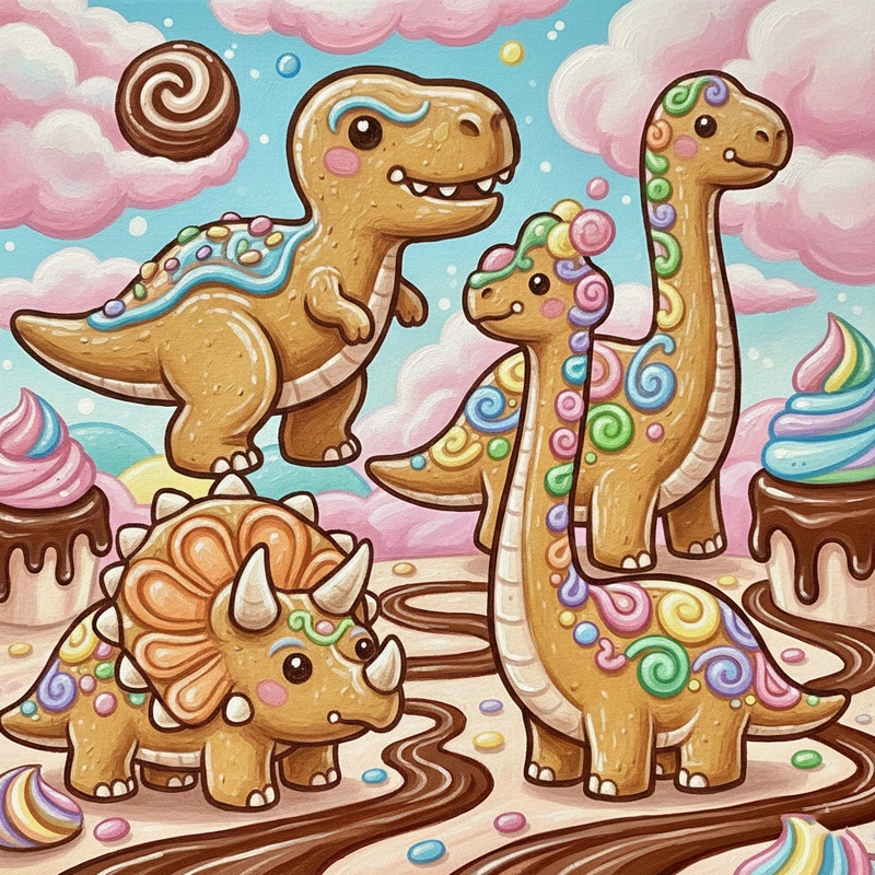 Khủng long chibi màu sắc dễ thương